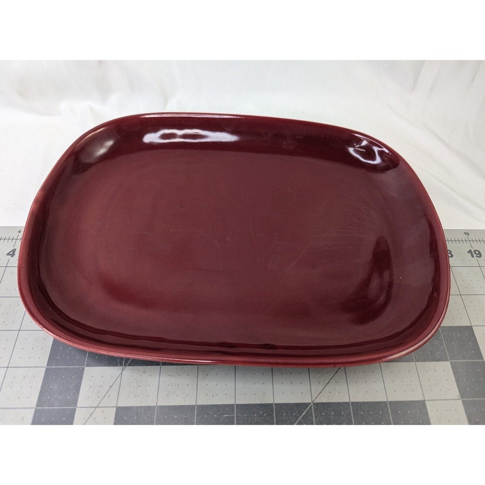 Bauer‎ Los Angeles Ceramic Burgundy Platter Tray 12 Inch READ